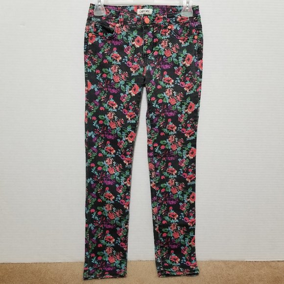 Cherokee jeans 12 floral print skinny colorful denim stretch low rise waist - Picture 1 of 14